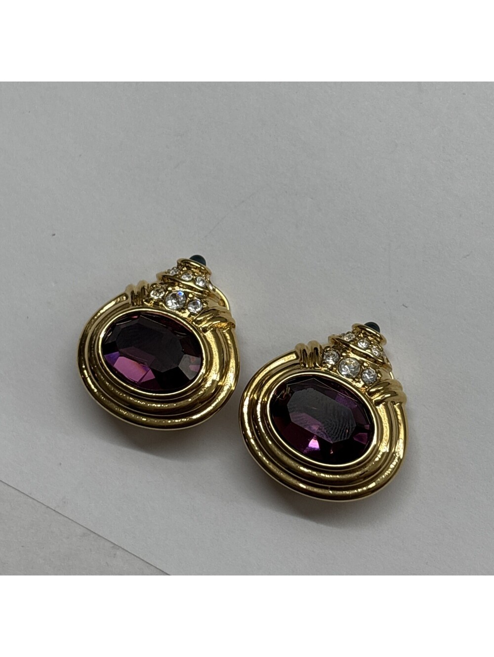 Nolan Miller Glamour Collection - Gold & Purple Europa Button Earrings